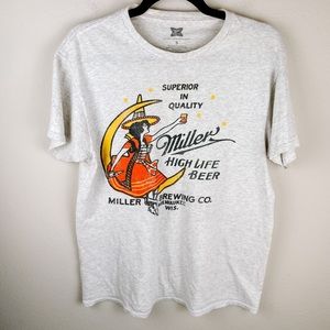 Miller High Life Short a sleeve Graphic Beer Crew Neck T Shirt Top Women’s Small